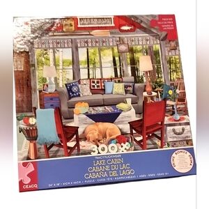 Ceaco - Tracy Flickinger - Lake Cabin - Oversized 300 Piece Jigsaw Puzzle